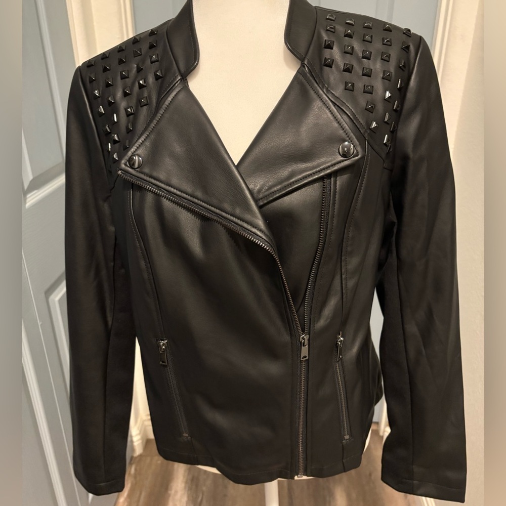 Gorgeous NEW Studded Soft Black Leather look Jacket